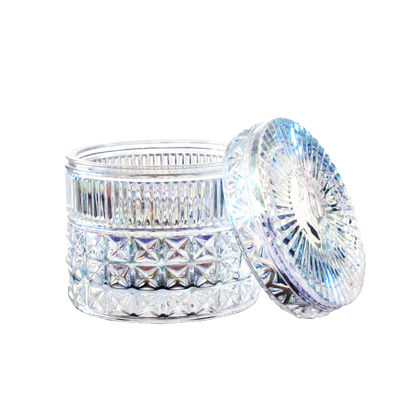 গুণ Embossed Diamonds Pattern Glass Storage Jars With For Candle কারখানা