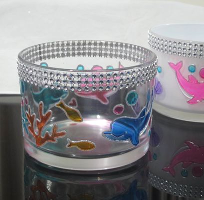 গুণ Handpainted Votive Candle Holders With Ocean Fish Pattern কারখানা