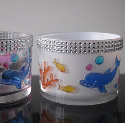 গুণ Handpainted Votive Candle Holders With Ocean Fish Pattern কারখানা