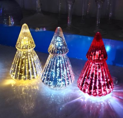 গুণ Handblown LED Holiday Glass Candle Holders Christmas Tree Pattern কারখানা
