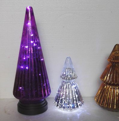 গুণ Handblown LED Holiday Glass Candle Holders Christmas Tree Pattern কারখানা