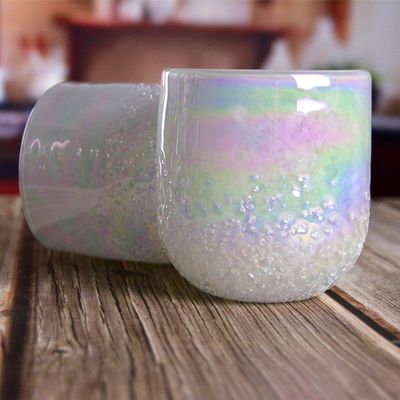 গুণ Iridescent Votive Glass Candle Holders Half Rough Sands Surface কারখানা