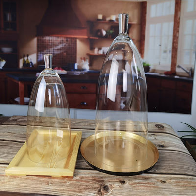 গুণ Transparent Lead Free Handled 21" Glass Dome Cloche কারখানা