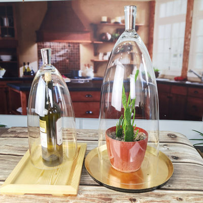 গুণ Transparent Lead Free Handled 21" Glass Dome Cloche কারখানা