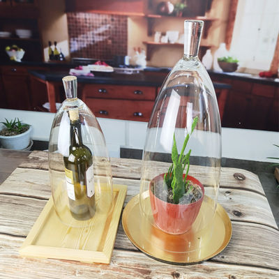 গুণ Transparent Lead Free Handled 21" Glass Dome Cloche কারখানা
