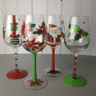 গুণ FDA Holiday Gift Hand Painted Festival Wine Glass কারখানা