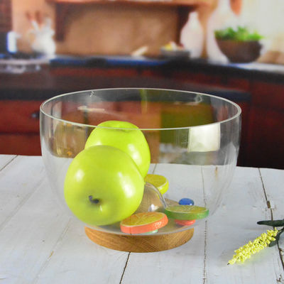 গুণ 9" crystal salad bowl with solid wood stand peak bottom কারখানা