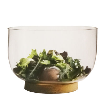গুণ 9" crystal salad bowl with solid wood stand peak bottom কারখানা